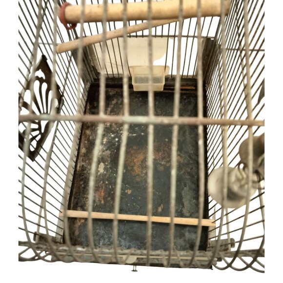 Crown Metal Bird Cage Antique Distressed Shabby Swing Decorative Door - Picture 5 of 13